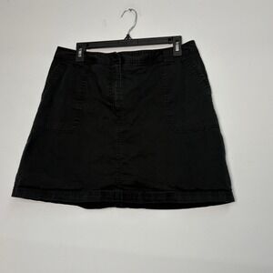 Josephine Chaus Womens Size 16 Rich Black Cotton Mini Skirt Skort Shorts Pockets